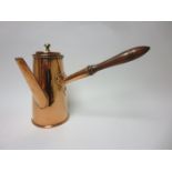 A Georgian copper Coffee Pot of tapering form with baluster turned wooden handle, 9in