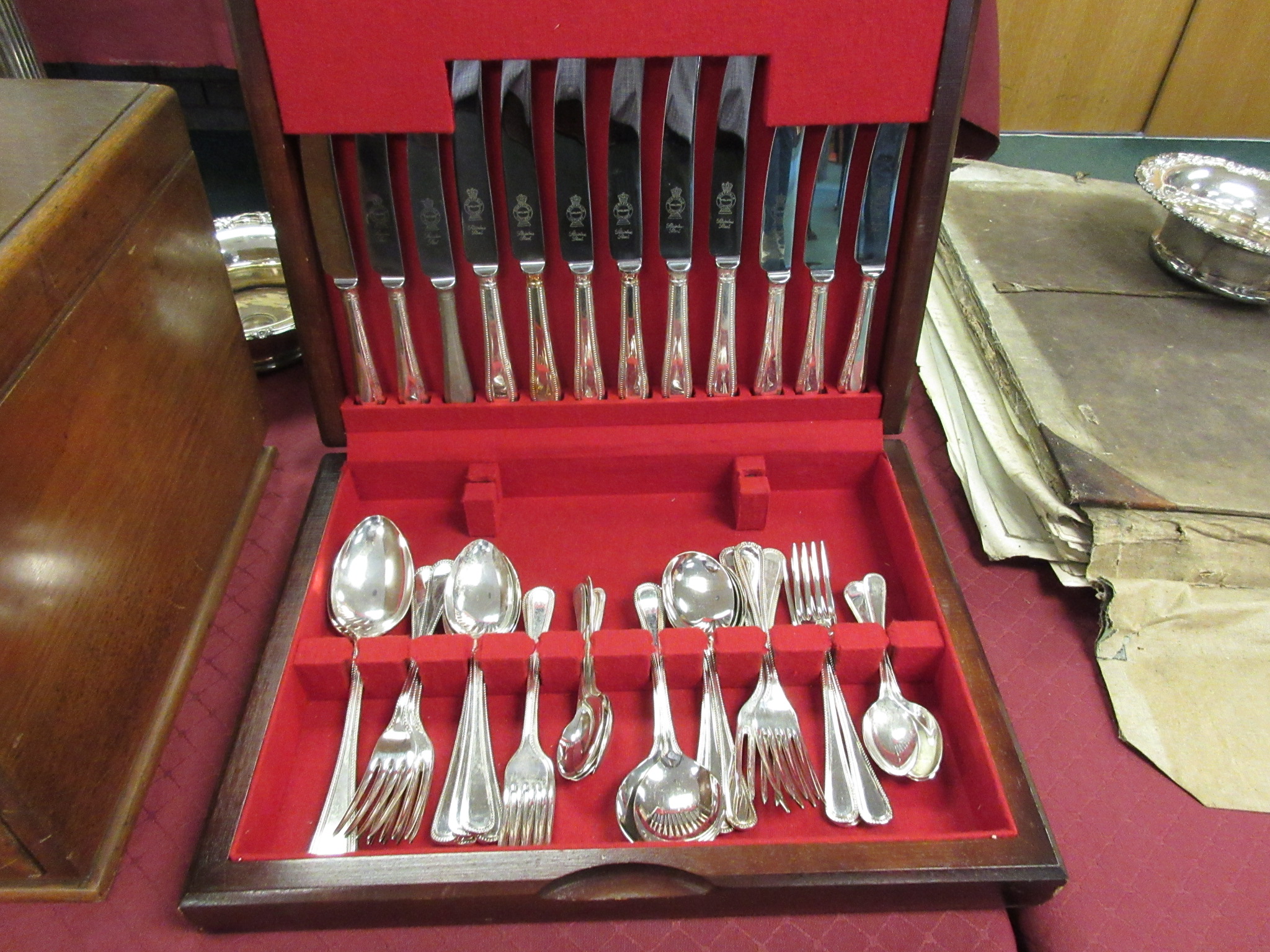 Two modern canteens of electroplated Cutlery, 'bead' pattern, each six place settings - Image 2 of 3