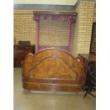 A Victorian walnut half tester Bedstead with shaped and panelled foot board, 5ft 6in W overall