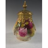 A Royal Worcester baluster Pot Pourri Vase and Cover, cover with pierced scrolled designs, the