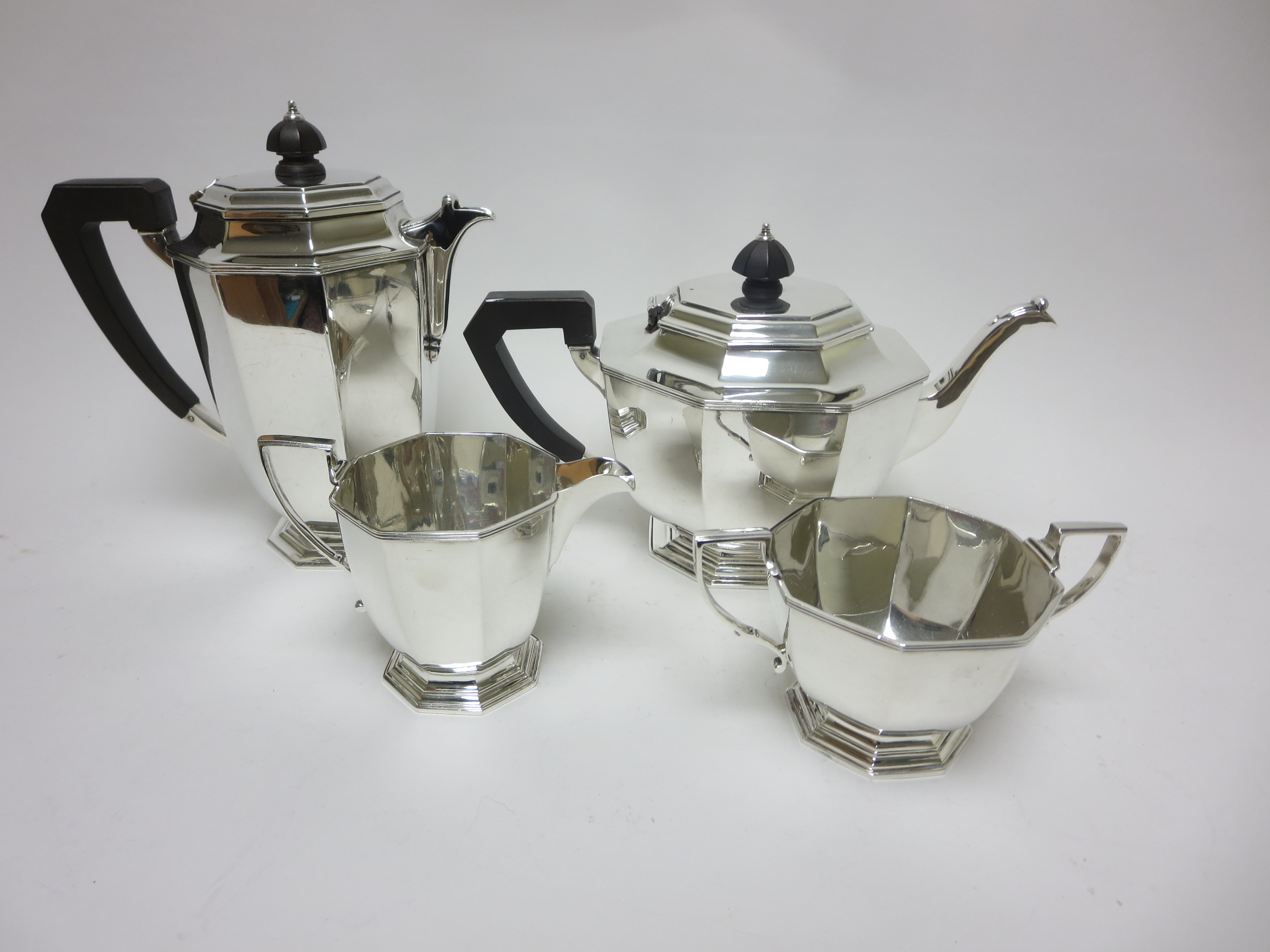 A George VI silver four piece octagonal Tea Service, Sheffield 1944, Mappin & Webb, 50 oz - Image 2 of 2