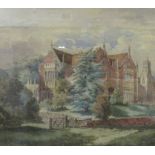 ENGLISH SCHOOL CIRCA 1890. View towards a country house,watercolour, 16 1/2 x 23 1/2 in