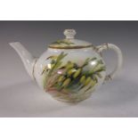 A Royal Worcester Teapot and Cover, painted South African "Eric Plunkenetti" flowers on a white