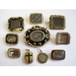 A quantity of yellow metal Mourning Brooches