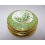 A Limoges circular Box and Cover painted lily of the valley with apple green and richly gilt, 7in D