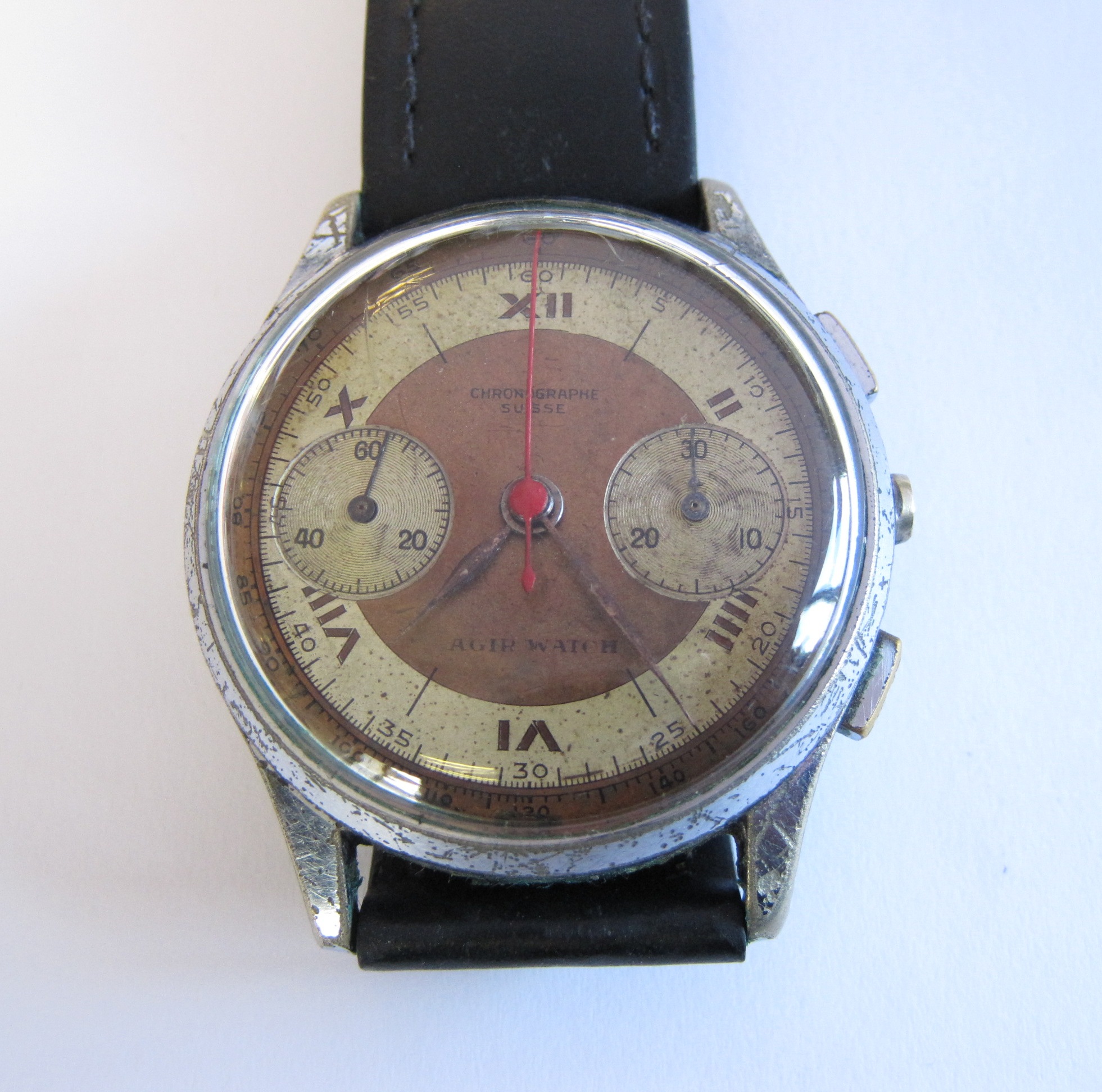 A Gentleman's Chronographe Suisse Agir Wristwatch the two coloured dial with roman numerals and - Image 2 of 2