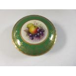 A Royal Worcester Bonbonniere/covered Bowl with painted central panel of fruit, signed R Sebright,