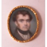 ENGLISH SCHOOL CIRCA 1830. Portrait miniature of a Gentleman, head and shoulders, oval, 1 1/2 x 1