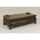 An 18th Century mahogany Toilet Mirror Base fitted shaped frieze drawer on ogee bracket feet, 19in