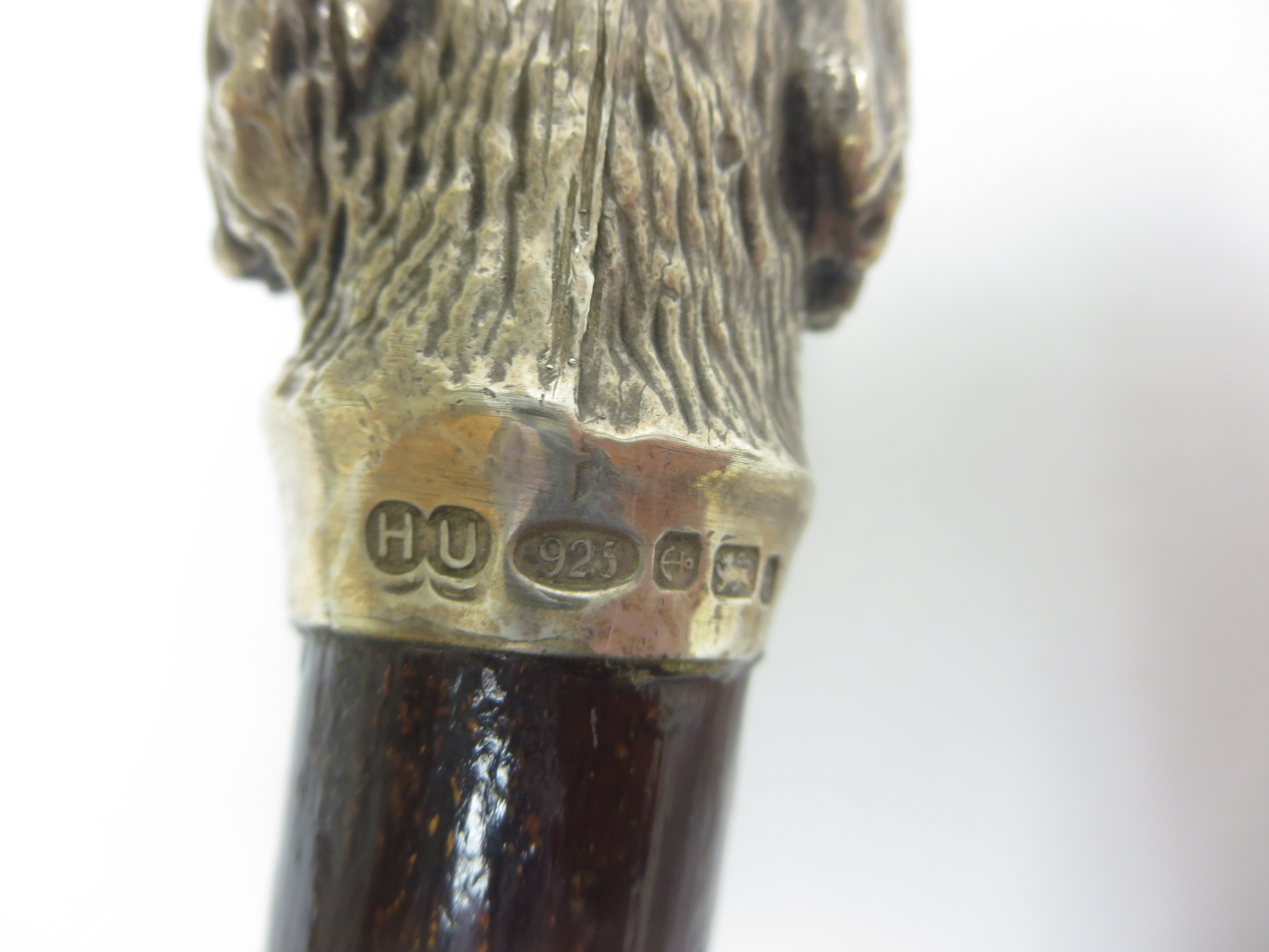 A Walking Stick with modern silver finial of dog with game bird - Image 3 of 3