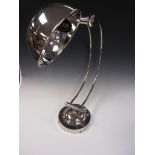 A plated half moon Desk Lamp on circular base, 21in