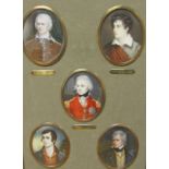 CONTINENTAL SCHOOL, 20TH CENTURY. Five portrait miniatures depicting British historical figures,