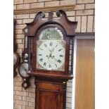 A 19th Century Longcase Clock with painted arched dial inscribed W Price, Llanvihangel, subsidiary