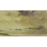 DAVID HOWELL. Barges headed for Goole, signed and dated 88, watercolour, 10 1/2 x 18 in