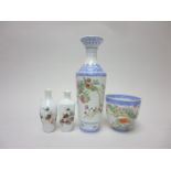 Four Chinese eggshell porcelain Items: Post Republic Period, viz: a small deep Bowl, 3in, Vase, 8in,
