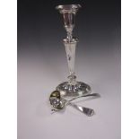 A Victorian silver Pillar Candlestick with fluted tapering column on oval base, Chester 1899,