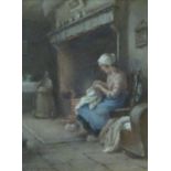 WILLIAM KAY BLACKLOCK. 'While Baby Sleeps', signed, watercolour, 12 x 9 in