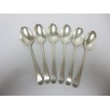 Six George III silver bottom marked Table Spoons old english pattern engraved crests and initials,