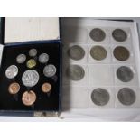 A 1951 Proof Set, Farthing to Crown in blue card box of issue and a collection of Crowns in a