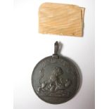 Honourable East India Company SERINGAPATAM MEDAL 1799, bronze. With fixed ornate suspension for neck