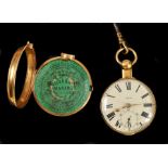 A George IV 18ct gold pair cased Watch the white enamel dial with roman numerals and subsidiary dial