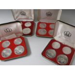 Canada 1973-1976, Olympic Commemorative silver four coin Sets (Series I - VII) all in cases of issue