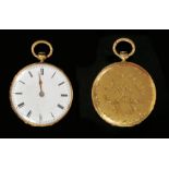 A late 19th Century French slim Pocket Watch with white enamel dial, key wind movement, finely