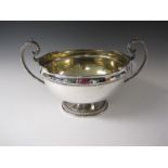 A George V silver two handled Rose Bowl with lobed footrim, Sheffield 1922, 41oz, maker: