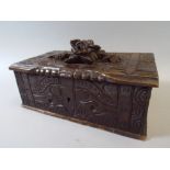 A 19th Century Black Forest Carved Linden Wood Trinket Box,