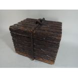 A Wooden Storage Box Carved to Suggest Made From Logs and as if Secured by Knotted Rope.