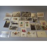 A Collection of WWI Postcards and Photographs to Include Royal Naval Air Service and Silk,