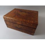 An Interesting Inlaid Walnut Fold Out Writing Slope with Removable Tray.