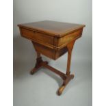 A Mid 19th Century Mahogany Rectangular Topped Work Table with Single Drawer and Wool Slide.