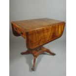 A Late 19th Century String Inlaid Crossbanded Drop Leaf Walnut Occasional Table with Single Drawer