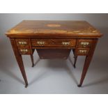 A 19th Century Inlaid Rosewood Games Work Table having Centre Drawer Flanked by Two Small Drawers