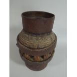 A Continental Wooden Wagon Wheel Hub, Latterly Used as a Doorstop/Stickstand.