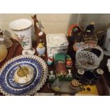 A Tray of Mixed Ceramics to Include Wedgwood Cube Teapot, Punch and Judy Cruet Set,