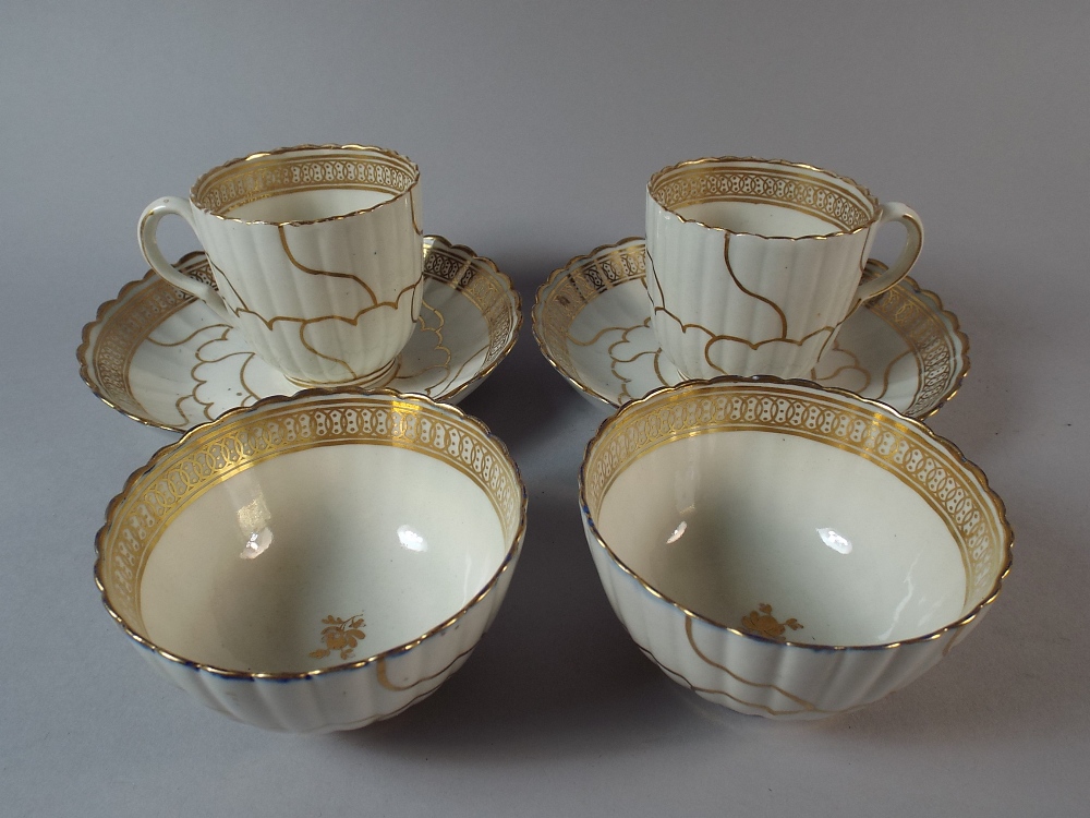 A Collection of 18th Century Caughley Queens Pattern Tea Wares to Include Two Cups,