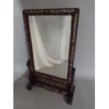 An Oriental Mother of Pearl Inlaid Table Screen/Mirror.