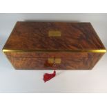 A Very Fine Edwardian Rosewood Writing Slope with Brass Border and Escutcheon Inscribed "Presented