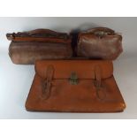 A Collection of Two Vintage Bags and A Leather Satchel.