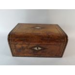 A Late 19th Century Inlaid Walnut Work Box with Mother of Pearl Escutcheons. Removable Tray.