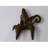 An Antique Bronze Kotoko (Chad) Equestrian Figure, depicting a mounted warrior, approx 8 x 7 cms