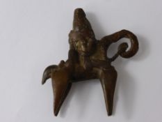 An Antique Bronze Kotoko (Chad) Equestrian Figure, depicting a mounted warrior, approx 8 x 7 cms