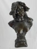 Continental Bronze Cast Bust, entitled 'Judith' signed Goyeau, approx 47 cms