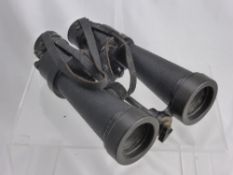 WWII Barr & Stroud Naval Binoculars, complete with original leather lens caps, stamped with the