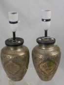 A Pair of Persian Silver Vases, converted for lamps.