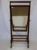 A Victorian Mahogany 'Cheval' Mirror, approx 163 x 68 x 55 cms