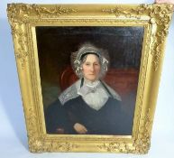 A Large 19th Century Oil on Canvas (English School) Portrait of a Lady, depicted seated, wearing a