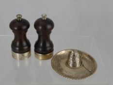 A Rosewood and Silver Salt Mill and Pepper Grinder, London hallmark, mm MCH and PG Co Ltd together